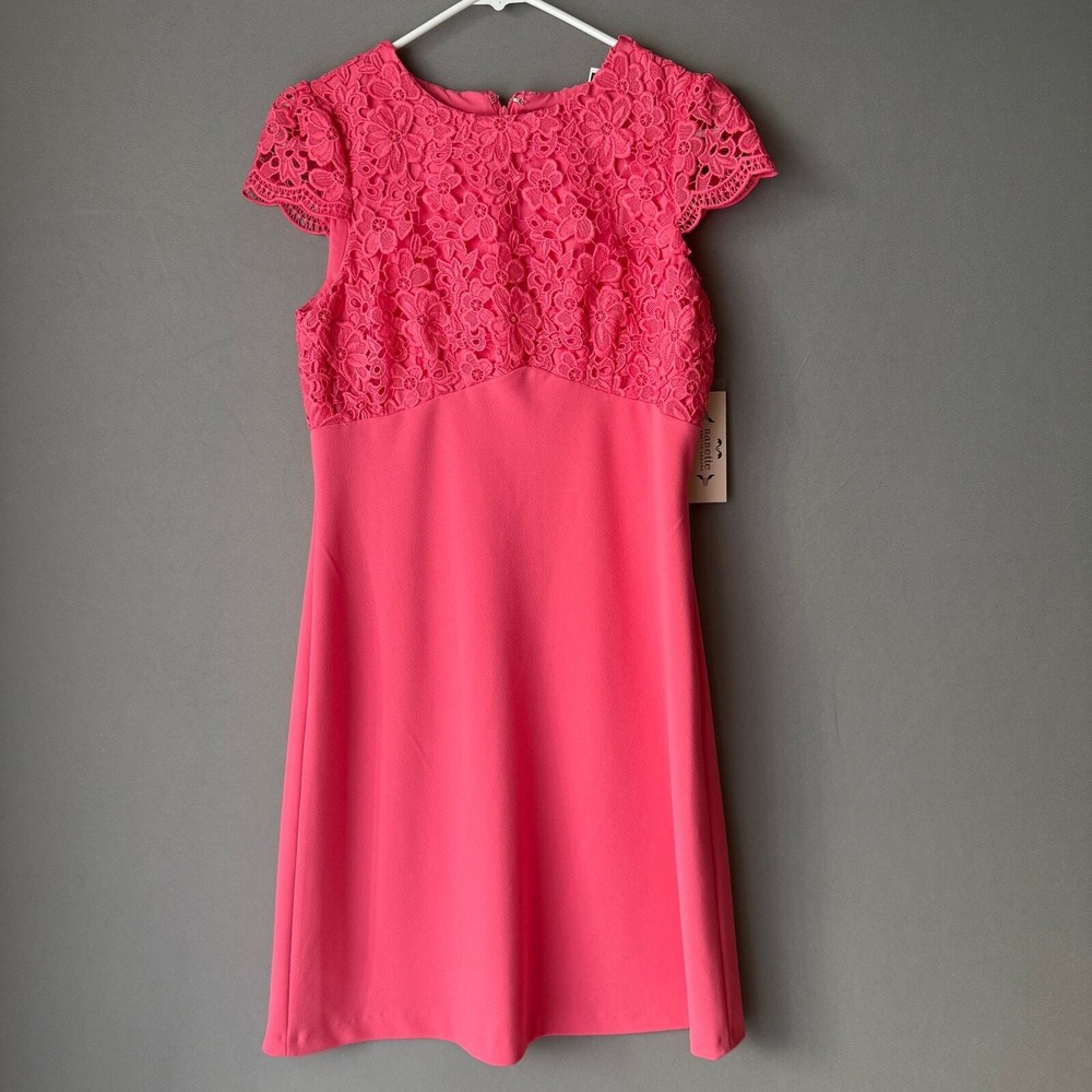 Nanette Lepore 4 Pink Dress Lace Bodice Bond Cocktail Barbiecore Dainty Luxury